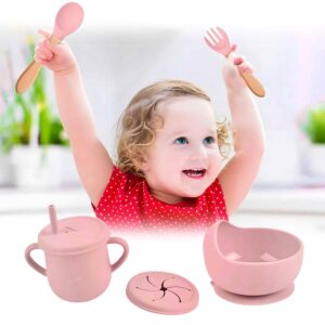 ZESTAW SILIKONOWE NACZYNIA DLA DZIECI TAB-SET1-PINK - obrazek 4