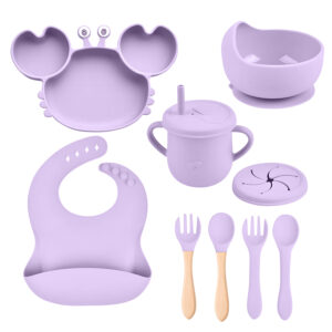ZESTAW SILIKONOWE NACZYNIA DLA DZIECI TAB-SET1-VIOLET