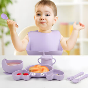 ZESTAW SILIKONOWE NACZYNIA DLA DZIECI TAB-SET1-VIOLET - obrazek 2