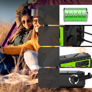 RADIO SOLARNE Z POWERBANKIEM I DYNAMO 2000mAh FM-AM2 - obrazek 2