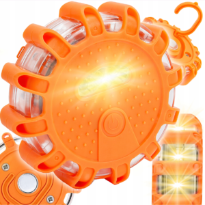 LAMPA OSTRZEGAWCZA LED FLARA DROGOWA MAGNETYCZNA 9 TRYBÓW ŚWIATŁA Z LATARKĄ